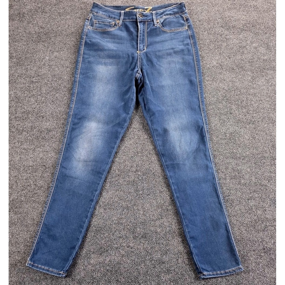 Seven7 High Rise Skinny Jeans Womens 10 Medium Wash Blue Stretch Denim 109890